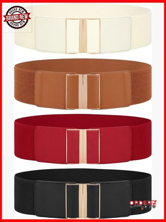 4 Pack Wide Elastic Stretch Belts for Women Dress Belt Adjustable main image 6